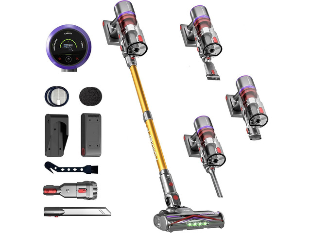 Cordless Vacuum Cleaner, 650W 55KPA 70Mins Stick Vacuum Cleaners for Home, Anti-Tangle Vacuum Cordless with Touch Screen and 1.8L Cup,...