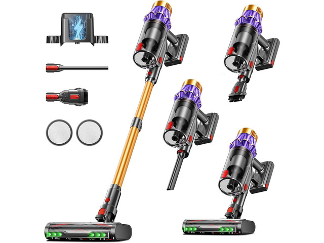 Cordless Vacuum Cleaner, 650W/60KPA/70 Mins Vacuum Cleaners for Home with Self-Standing, Anti-Tangle Vacuum Cordless, Smart Display and 1.8L Cup...