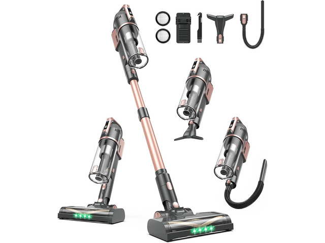 DEVOAC V15 Cordless Vacuum Cleaner, 45Kpa Suction & Brushless Motor Stick Vacuum, Rechargeable Battery with 45mins Runtime, LED Display, 6 in 1...