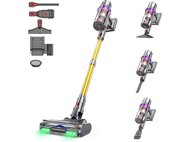 Coovy SU7 Ultra Cordless Vacuum Cleaner, 55KPa/650W 80Mins Runtime Powerful Suction Stick Vaccum for Whole-House Cleaning, Self-Standing...