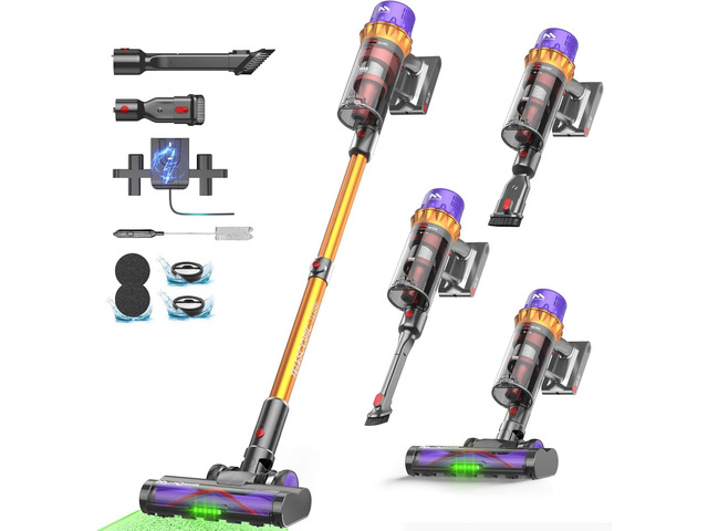 AlloyMove Cordless Vacuum Cleaner, 550W 50KPA 80Mins Self-Standing Cordless Vacuum for Home, With Wall Mount Charging/LED Display/Anti-Tangle Brush...