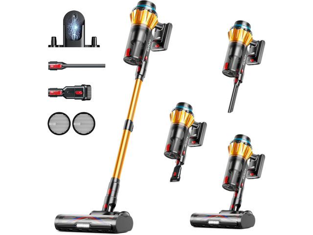 Cordless Vacuum Cleaner, 650W/60Kpa/70 Mins Cordless Stick Vacuum, Self-Standing Wireless Vacuum with LED Displsy, 1.8L Dust Cup, Anti-Tangle...