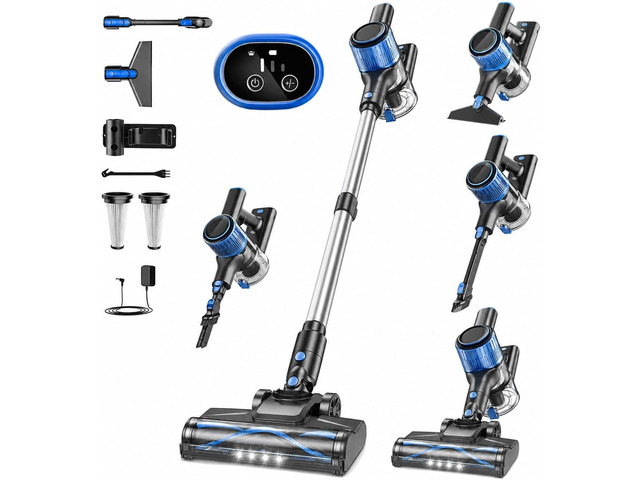 VOKENE Cordless Vacuum Cleaner, 8 in 1 Powerful Suction Lightweight Vacuum Cleaner for Home, LED Display, 3 Suction Modes, 45Mins Detachable...
