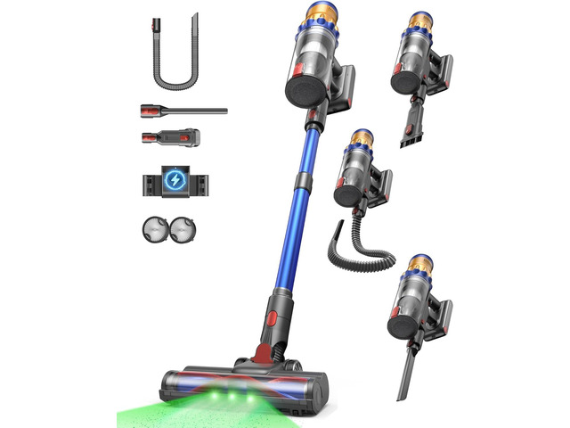 Cordless Vacuum Cleaner, 650W/55Kpa Vacuum Cleaners for Home, 70Mins Stick Vacuum with Self-Standing,Anti-Tangle,Wall Mount Charging,Lightweight...
