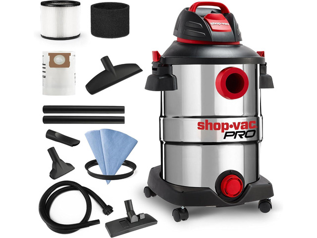 Shop-Vac 12 Gallon 6.0 Peak HP Stainless Wet/Dry Vacuum, Heavy Duty