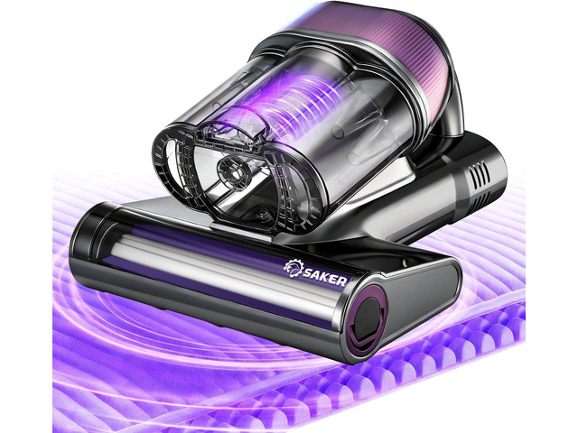 Saker Mattress Vacuum Cleaner, Handheld Bed Vacuum Cleaner with 16KPa Suction UVC Light, 140Â°F Heated Air, HEPA Filter, Aroma Function, 16.4FT Cord...