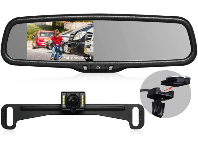 AUTO-VOX OEM Rear View Mirror Camera with 4.3 Monitor: Super Night Vision