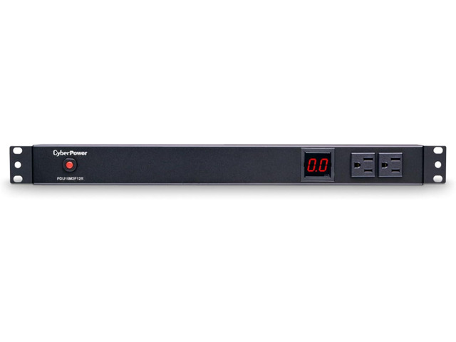 CyberPower PDU15M2F12R Metered PDU 100-125V/15A (Derated to 12A), 14 Outlets, 1U Rackmount, 15 Foot Power Cord