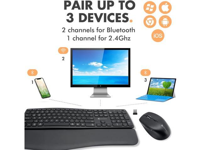 X9 Backlit Wireless Keyboard and Mouse (Bluetooth + 2.4G) Ergonomic Keyboard and Mouse Wireless Combo with Wrist Rest, Rechargeable, Light Up,...