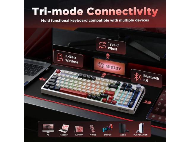 K98 Wireless Mechanical Keyboard,Tri-Mode BT5.0/2.4GHz/USB-C Hot Swappable Custom Keyboard,Gasket Structure,RGB Backlit Gaming Keyboard for Win &...