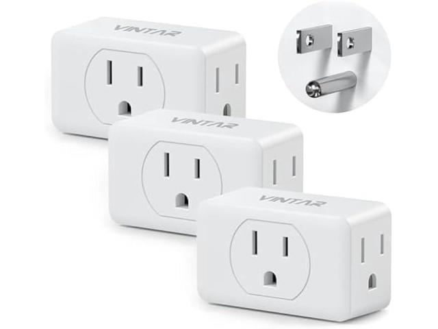 Multi Plug Outlet Extender, VINTAR 3 Outlet Adapter, Multiple Outlet Splitter, Grounded Wall Tap Adapter, Power Plug Expander for Travel Home...