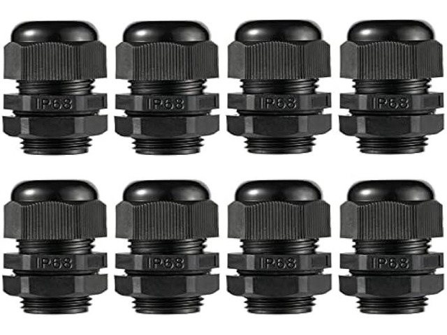 PENGLIN Cable Glands 1 NPT Nylon Cable Connector, Strain Relief Cord Connector, IP68 Waterproof Adjustable Locknut(1 Inch (8-Pack))