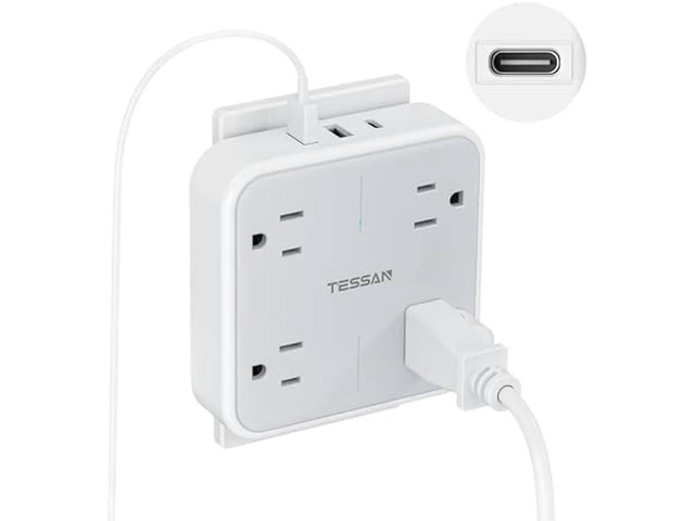 Multi Plug Outlet Extender, TESSAN Surge Protector Splitter with 3 USB (1 USB C Port) Wall Charger, Multiple Expander for Travel, Home, College...