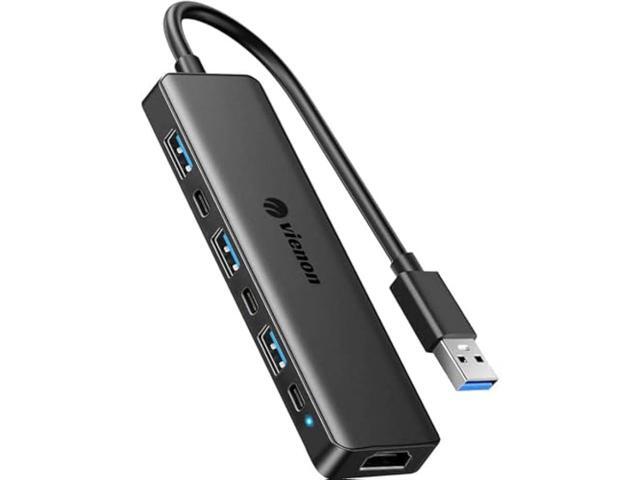 VIENON USB 3.0 to HDMI Adapter (7-in-1), USB 3.0 Hub with HDMI 1080P, USB C Data & Power Ports, Docking Station for Monitor, PC, Laptop, Desktop...