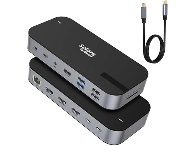 Selore USB C Dock 3 HDMI, Docking Station Dual Monitor,16 in 1 Laptop Docking Station 3 Monitors with Triple HDMI,10G USB A/C 3.1,100W...