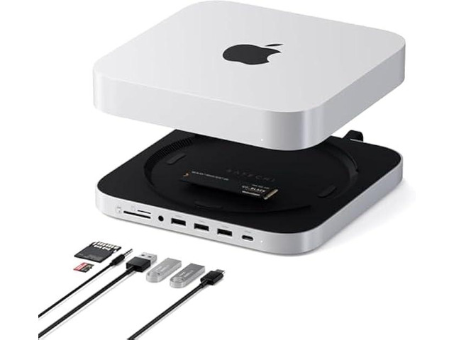 Satechi Mac mini Hub & Stand with SSD Enclosure for NVME/SATA M.2, Mac mini Dock with USB C 10Gbps, 3 USB A 5/10Gbps, 2.0 Audio Jack, for Mac...