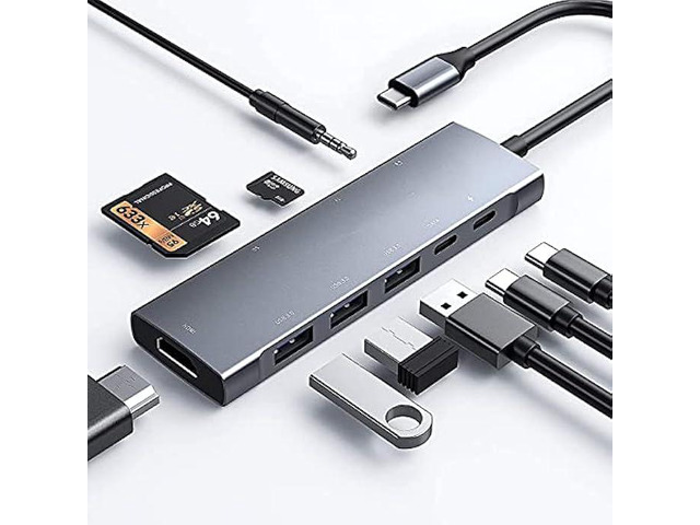 USB C Adapter Docking Station for Galaxy dex iPad Pro,USB-C Multiport Adapter with 4K HDMI,3.5mm Jack,PD 100W,3 USB3.0,SD/TF Card Slot,for MacBook...