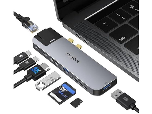 MOKiN USB C Multiport Adapter Hub Mac Dongle for MacBook Pro/Air with 4K HDMI Port, Gigabit ethernet, 2 USB, TF/SD Card Reader, USB-C 100W PD and...
