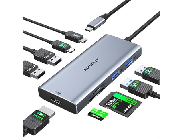 USB C Hub Multiport Adapter for MacBook Pro/Air, 9 in 1 USB C Dongle Dock Mac HDMI Adapter Compatible for iPad Pro, iMac, Dell XPS,...