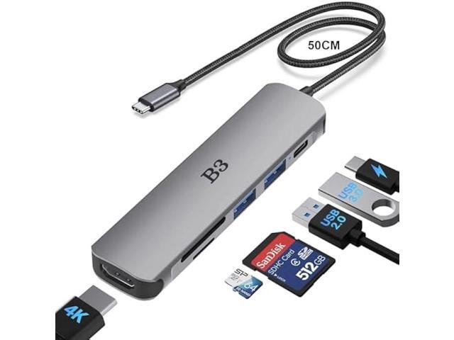 USB C Hub HDMI Adapter for MacBook Air Pro, 7 in 1 4K Dongle Multiport Converter with 50cm Cable, USB 3.0 5Gbps Data Transfer, 100W PD, SD/TF Card...