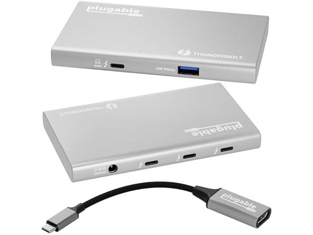 Plugable 5-in-1 Thunderbolt 4 Hub,Single 8K or Dual 4K Display, 4K HDMI Adapter Included, Thunderbolt 4/3, USB4,USB-C Expansion for Modern Mac and...