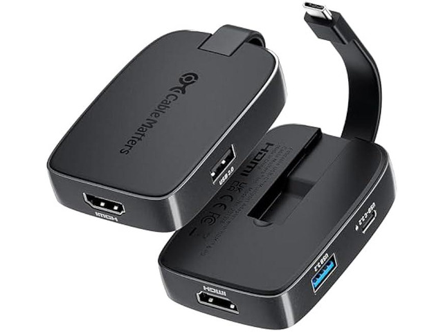 Cable Matters 4-in-1 Portable USB C Hub HDMI 4K@60Hz & 100W Charging for iPhone 16/15 Pro, 10Gbps, USB-C Digital AV Multiport Adapter, USBC HDMI...