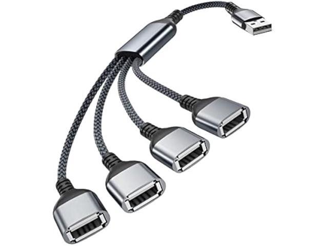Basesailor USB Splitter 1 In 4 Out 1FT,USB Y Cable,USB A Male to Four Female Extension Cord Adapter,4 Port Multi Multiport Extender Hub,Double Dual...