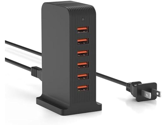 VPSUN USB Charger 6 Port 50W Multi USB Tower Charging Station for Multiple Devices iPhone 15/14/14 Pro/14 Pro Max/13 Pro/13 Pro...