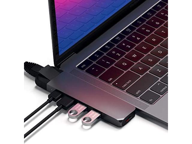 Satechi Type-C Pro Hub Adapter with Ethernet - 4K HDMI, USB-C PD, Gigabit Ethernet, USB 3.0, Micro SD Card Slot - for M2/ M1 MacBook Pro/Air (Space.