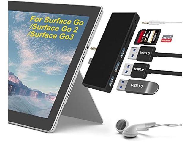 Surface Go/Surface Go2/Surface Go3 USB Adapter, 6-in-2 Surface Go/Go 2/Go3 Accessories with USB 3.0+2 USB2.0 Ports, 3.5mm Audio and Mic 2 in 1...