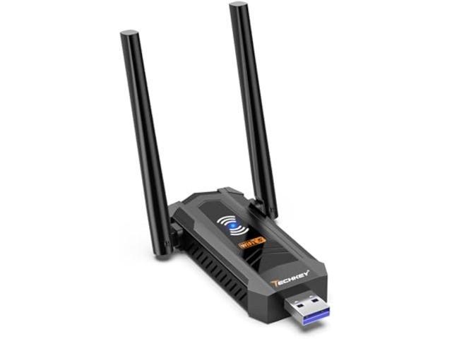 USB WiFi Adapter AC1300Mbps for pc - Techkey Dual 5Dbi High Gain WiFi Wireless Antennas Dongle Network Adapter with 2.4GHz/400Mbps 5GHz/867Mbps for.