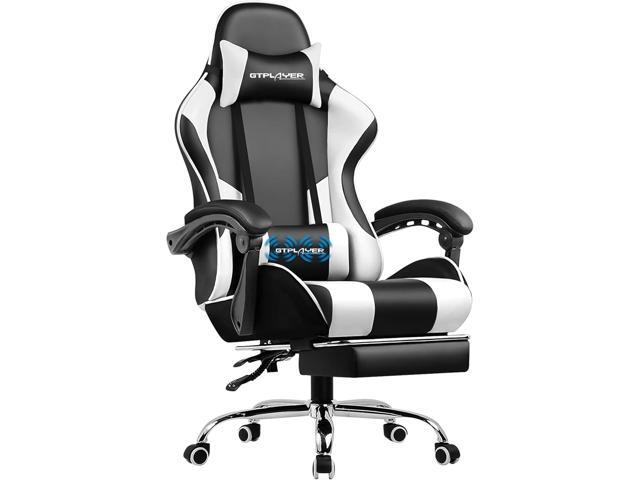 Gaming Chair, Computer Chair with Footrest and Lumbar Support, Height Adjustable Game Chair with 360°- Seat and Headrest and for Office or Gaming...