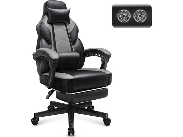 Gaming Chair for Adult, Computer Chair with Footrest Video Game Chair Big and Tall Gaming Chair with Massage Lumbar Support, Adjustable Height and...