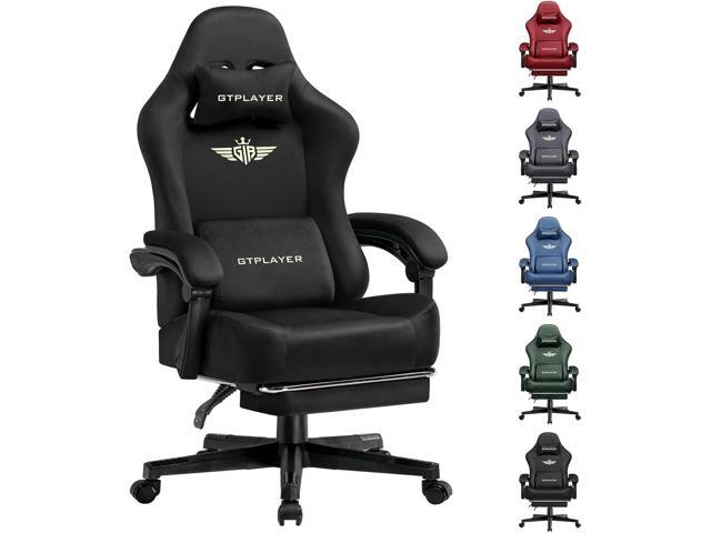 GTPLAYER Gaming Chair Fabric with Pocket Spring Cushion, Big and Tall Gamings Chairs 350LBS High Back Computer Chair with Footrest for Adults.