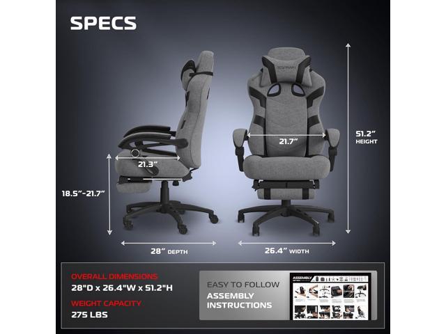 RESPAWN 110 Pro Ergonomic Gaming Chair with Footrest for Adults - Comfortable Office Gaming Recliner with Lumbar Support and Headrest, Racing Style.