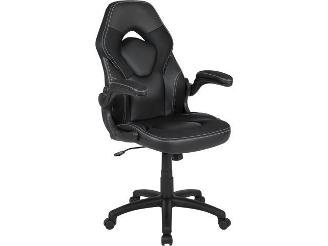 Flash Furniture X10 High-Back LeatherSoft Racing Style Gaming Chair with Flip-Up Arms, Ergonomic Padded Swivel Computer Chair, Black