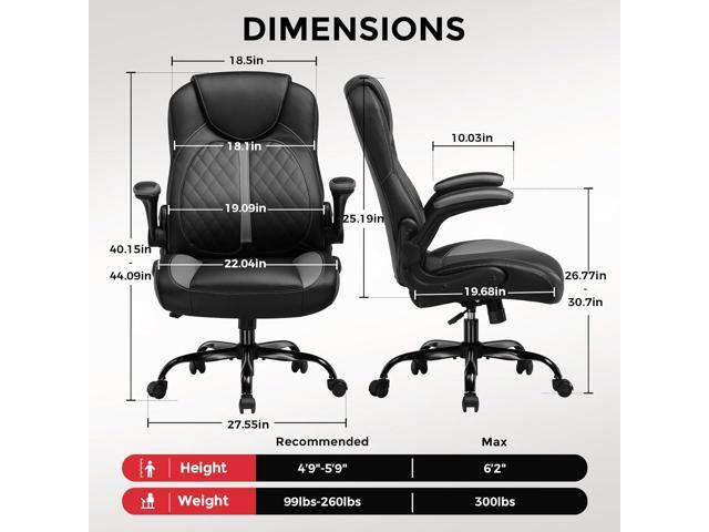 COMHOMA Office Computer Gaming Chair Ergonomic Desk Chair for Adults with Lumbar Support Flip-Up Arms Adjustable Height Swivel Wheels PU Leather...