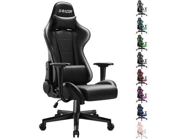 Furniwell Gaming Chair Racing Computer Chair Office Desk Chair Adjustable Swivel High Back Carbon Fiber Style Leather Executive Ergonomic Chair...