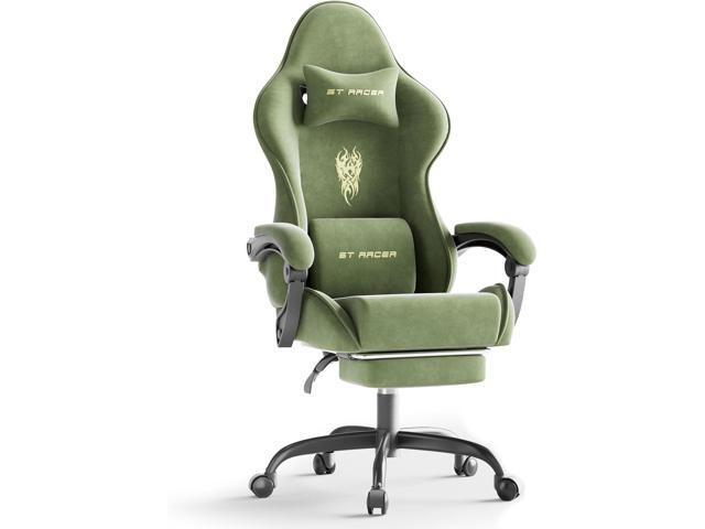 Velvet Fabric Gaming Chair, High Back Ergonomic Gamer Chair for Adult, Comfortable Video Game Chair with Footrest and Massage Lumbar Cushion,...