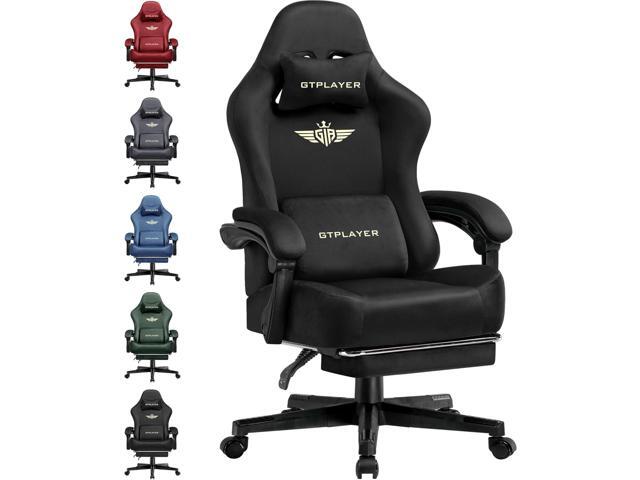 Big and Tall Gaming Chair Fabric with Pocket Spring Cushion, High Back Ergonomic Computer Chair with Footrest for Adults Lumbar Support Game Chair...