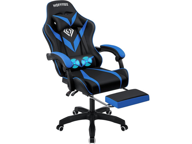 Gaming Chair with Massage Ergonomic Computer Chair with Footrest and Lumbar Support Reclining PC Game Chair for Boys with Adjustable Armrest and...