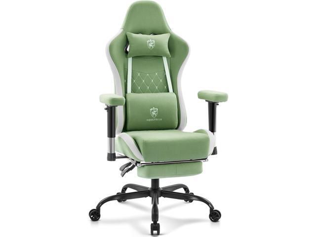 Gaming Chair Breathable Fabric,Computer Office Chair with Footrest,Massage Lumbar Support and Gel Pad,Ergonomic Reclining Gamer Chair with.