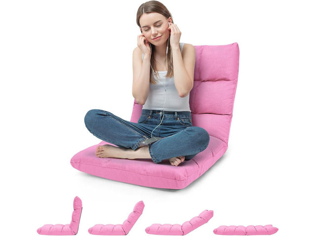 ERGOMASTER Pink Memory Foam Gaming Chair, 14-Position Adjustable Floor Chair for Relaxing, Reading, Video Games, Lightweight Foldable Design, 264...