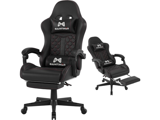 Gaming Chair, 400 lbs Adult Chair, High Back Computer Chair with Footrest and Linked Armrests, Office Video Game Chair with Lumbar Support (Black)