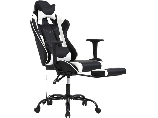HCY High Back Gaming Chair Ergonomic Racing Style Gaming Chair with Footrest, Headrest and Lumbar Support Height Adjustable PU Leather Office Chair...