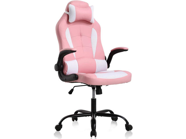 Gaming Chair Office Chair Desk Chair Ergonomic High Back Computer Chair with Lumbar Support Flip-up Arms Headrest PU Leather Swivel Task Chair for...