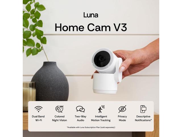 Luna 2K Indoor Cameras for Home Security, 2.4GHz & 5GHz WiFi, 360-Degree Pan-Tilt, Built-in Spotlight, Human Auto Tracking, Siren, Pet/Dog/Baby...