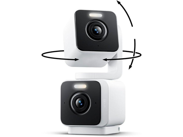WYZE Duo Cam Pan Indoor/Outdoor IP65 2K 360° Pan/Tilt Smart Home Security Camera with Color Night Vision, Compatible with Alexa & Google Assistant,...