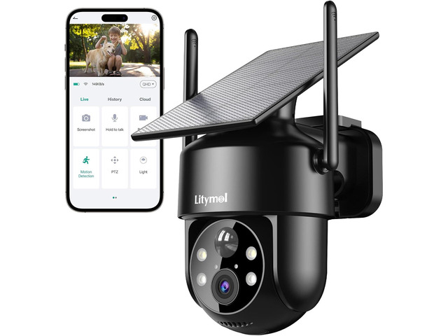 2K 2.4g WiFi Security Cameras Wireless Outdoor, 360Â° View Solar Cameras for Home Security, Color Night Vision, AI Detection, 2-Way Audio, Spotlight...