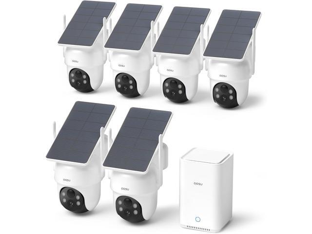 aosu Security Cameras Wireless Outdoor, 6-Cam Kit, No Subscription, Homebase Expandable to 1TB (32GB Built-in), 5MP Solar Camera Wireless Outdoor,.